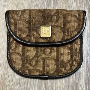 Christian Dior Trotter Canvas & Leather Oblique Vintage Coin Purse Brown
